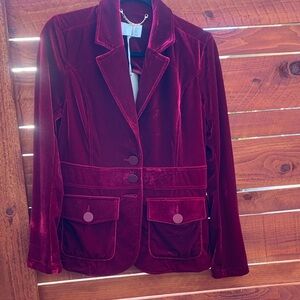 Joie Burgundy Velvet Blazer